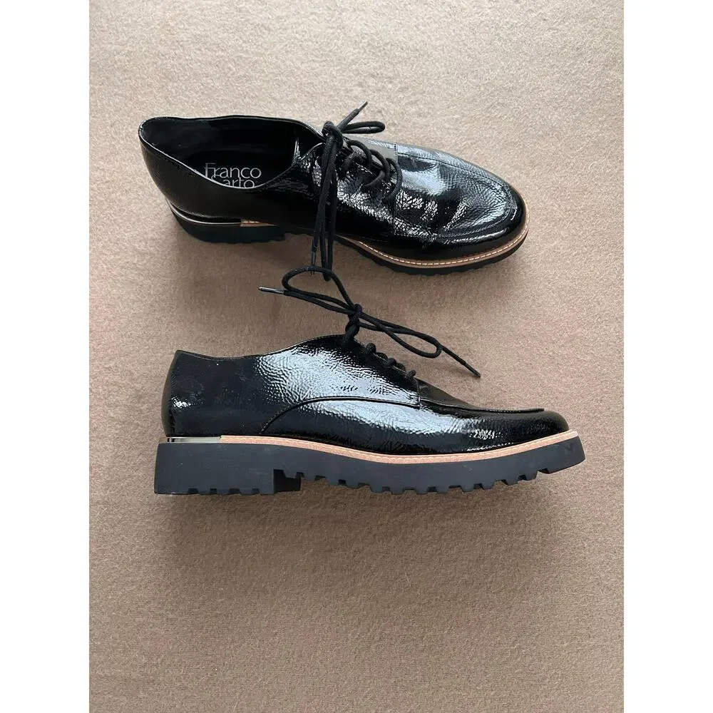 Franco Sarto Charles Patent Derby Lace Up Oxford Lug Sole Women's Size 9